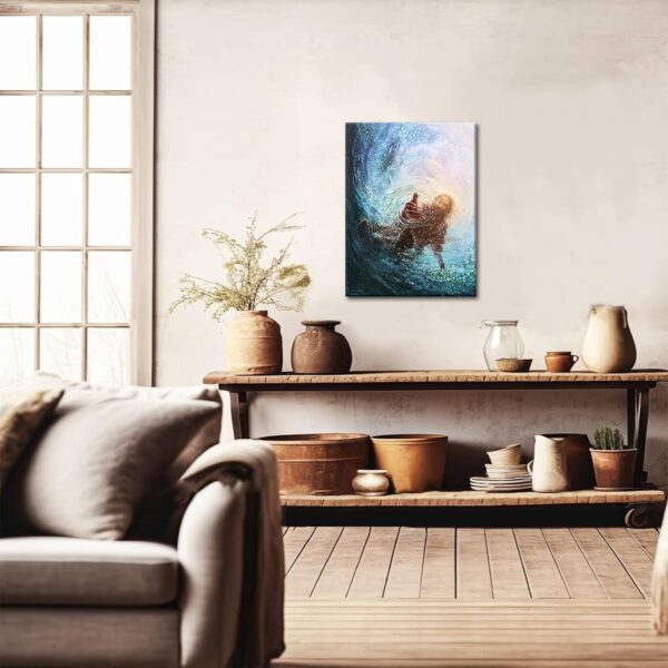 Jesus Christian Wall Art, Hand of God Canvas Paintings Posters Prints, Christ Religion Bible Jesus Salvation Wall Decor for Church Study Prayer Room Home Decoration 12x16 in Framed - Image 9