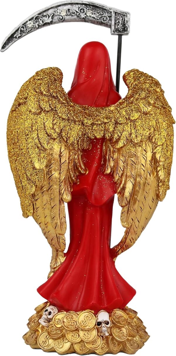 Cannan Pregnant Holy Death 12" Money Base Grim Reaper Red Tunic Resin Figure Santa Muerte Encarnada - Image 3