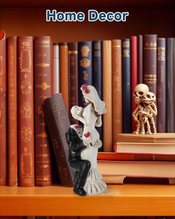Skeleton Bride and Groom 6.4'' - Dia De Los Muertos Figurines Day of The Dead Decorations Till Death Do US Part Decor - Halloween Gothic Wedding Cake Topper Decor (Skeleton Couple) - Image 7