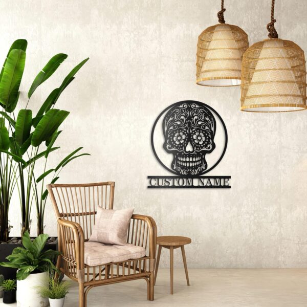 Custom Monogram Metal Sign LED Light - Personalized Sugar Skull Art, Name Sign Decoration, Wall Hanging, Home Decor, Birthday & - Image 5