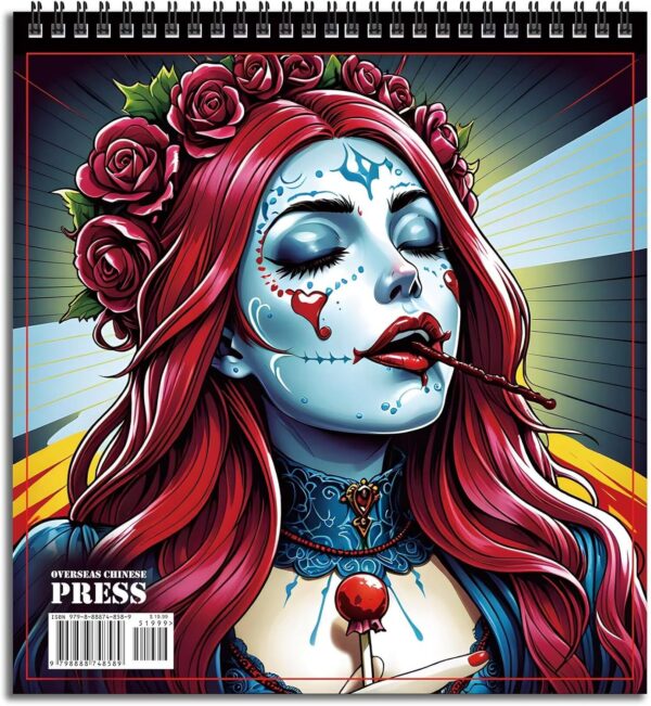 FUN LAVIE Sugar Skull Coloring Book for Adults: 32 Spooky Sugar Skulls Women Designs for Mindfulness Stress Relief and Adult Relaxation, Spiral Bound,Sugar Skull Gifts for Women and Halloween Fun