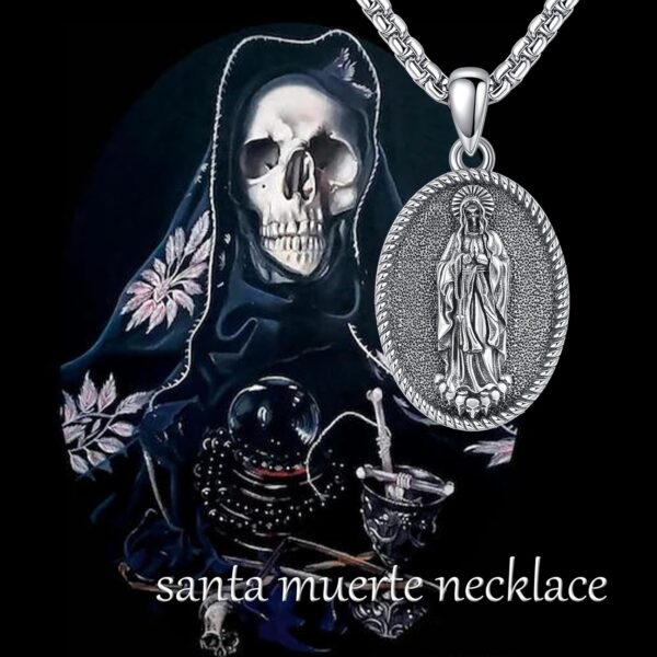 YAFEINI Sterling Silver Santa Muerte/St Peregrine/Hecate/Goddess/Virgin Mary/St Christopher/St Michael/St Jude Necklace Religious Mother's Day Jewelry for Women Mom Men Unisex - Image 6