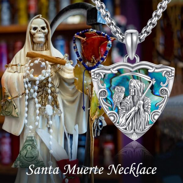 Santa Muerte/Saint Michael Necklace for Men Women 925 Sterling Silver Santa Muerte Pendant Necklace Warrior Protect Us Amulet Jewelry Gift for Men Father - Image 6