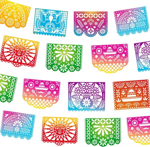Mexican Party Banners, Papel Picado Banner - Cinco de Mayo, Fiesta Party Decorations, Dia De Los Muertos Decor, Day of The Dead Decorations, 5 Packs 82 Ft Long