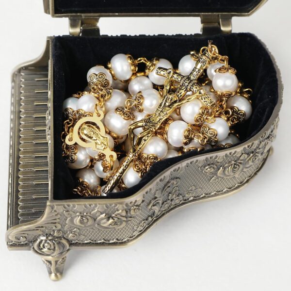 Rosary Beads Catholic for Woman 8-9mm AAA+ Freshwater White Natural Real Pearl Rosary Beads. - Image 4
