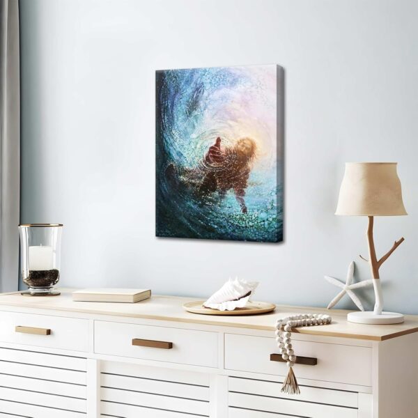 Jesus Christian Wall Art, Hand of God Canvas Paintings Posters Prints, Christ Religion Bible Jesus Salvation Wall Decor for Church Study Prayer Room Home Decoration 12x16 in Framed - Image 7