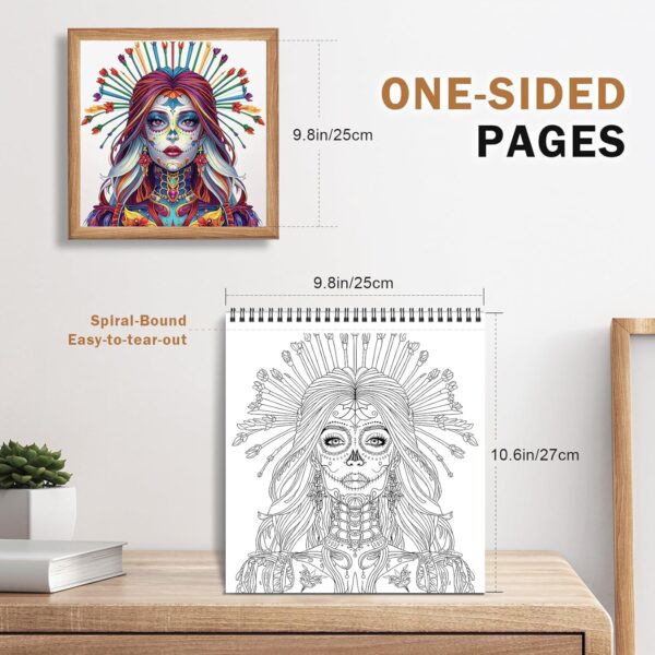 FUN LAVIE Sugar Skull Coloring Book for Adults: 32 Spooky Sugar Skulls Women Designs for Mindfulness Stress Relief and Adult Relaxation, Spiral Bound,Sugar Skull Gifts for Women and Halloween Fun - Image 4