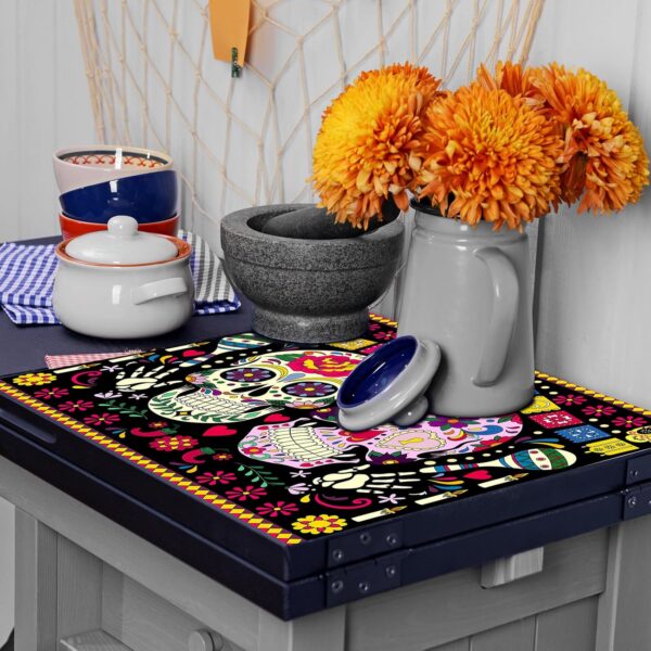 HOWAF 24 PCS Sugar Skull Day of The Dead Coloring Placemats with 24 Paint Pens,Dia De Los Muertos Disposable Table Mat for Classroom DIY Activities Halloween Coloring Paper Placemats - Image 4