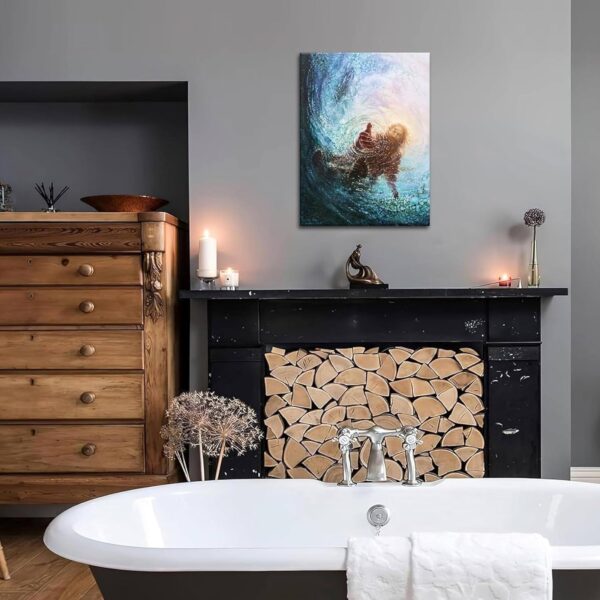 Jesus Christian Wall Art, Hand of God Canvas Paintings Posters Prints, Christ Religion Bible Jesus Salvation Wall Decor for Church Study Prayer Room Home Decoration 12x16 in Framed - Image 8