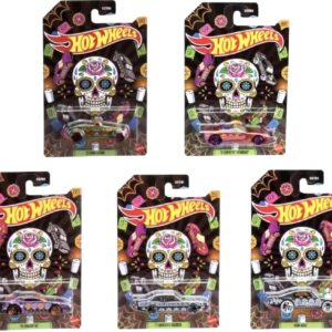 Hot Wheels 2023 Dia De Los Muertos Halloween Complete Set of 5 Diecast Vehicles from DXT91-956F Release