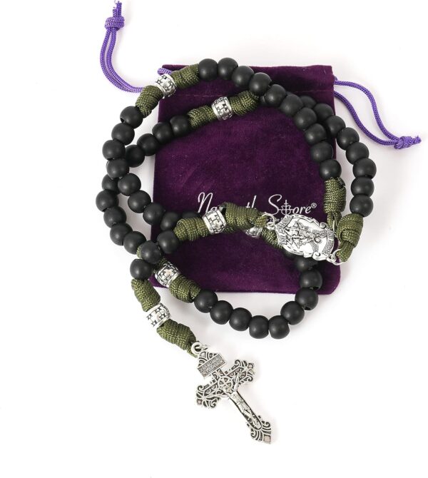 Nazareth Store St Michael Paracord Rosary Beads Rugged Rosary Necklace Strong Corded Catholic Pardon Crucifix - Image 2