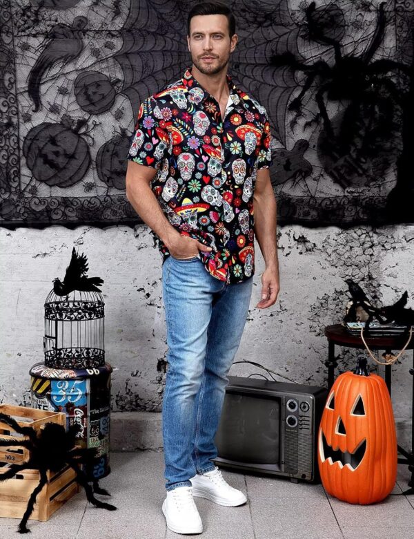 Men's Mexican Cinco de Mayo Fiesta Short Sleeve Button Down Party Shirt, S-4XL - Image 5