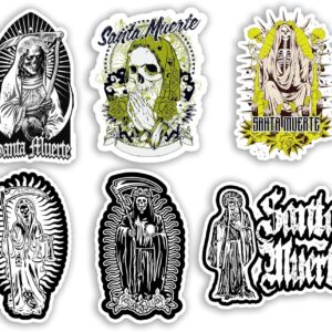 La Santa Muerte 6 pcs Sticker Pack Vinyl Stickers 3 inch Style B