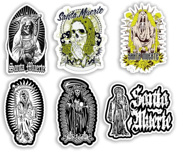La Santa Muerte 6 pcs Sticker Pack Vinyl Stickers 3 inch Style B