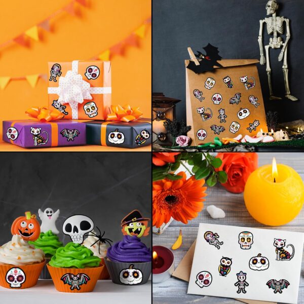 BeYumi 1000Pcs Day of The Dead Stickers Dia de Los Muertos Colorful Sugar Skull Skeleton Cat Stickers Waterproof Halloween Mexican Fiesta Stickers Decals for Laptop Water Bottle Kids Party Supplies - Image 5