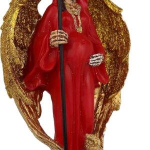 Cannan Pregnant Holy Death 12" Money Base Grim Reaper Red Tunic Resin Figure Santa Muerte Encarnada