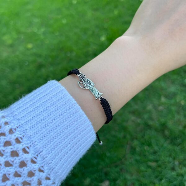 Silver Plated Grim Reaper Bracelet -Holy Death Santa Halloween Connector Pendant gift for men,women,Halloween -multiple color (BLACK) - Image 4