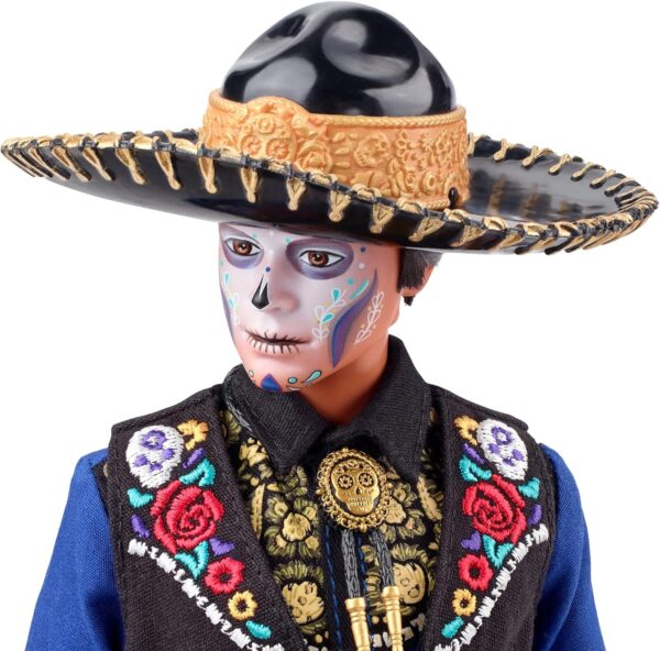 Barbie Signature Fashion Doll, 2022 Día De Muertos Ken Collectible Wearing Shirt, Vest & Sombrero with Calavera Face Paint - Image 3