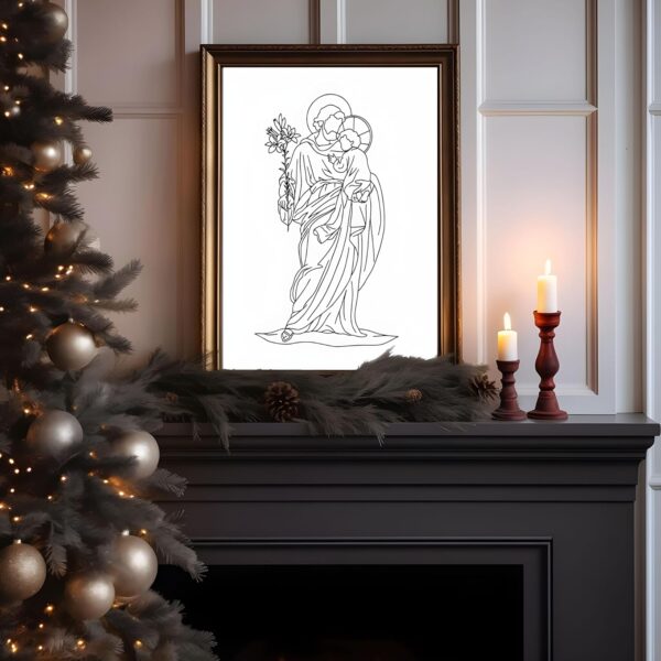 Blessed Virgin Joseph Our lady of Guadalupe Church God Catholic Wall Decor Baby Posters Canvas Wall Art Christian Line Minimalist pictures Religious Paintings Prints ModernArtwork Unframe8x10in. - Image 5