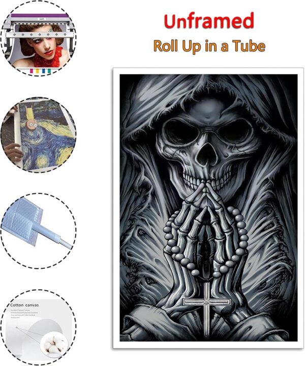 Santa Muerte Skull Canvas Art Poster And Wall Art Picture Print Modern Family Bedroom Decor Posters 08x12inch(20x30cm) - Image 2