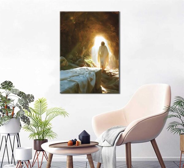 Christian Jesus Wall Art Jesus Leaves the Tomb Canvas Painting Resurrected Savior Leaves the Tomb Posters Prints He Is Risen Pictures for Church Home Bedroom living room Home Wall Decor Framed - Image 7