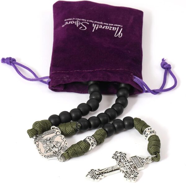 Nazareth Store St Michael Paracord Rosary Beads Rugged Rosary Necklace Strong Corded Catholic Pardon Crucifix - Image 6