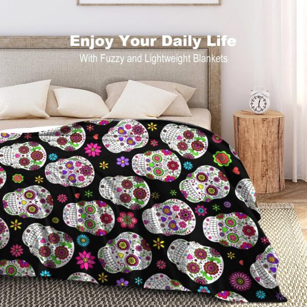 Sugar Skull Gifts for Women,Unique Skull Blanket for Adults Men Kids Girls,Skull Blankets and Throws for Home Bed Sofa Couch Christmas Halloween Best Gifts 50"x40" - Image 6