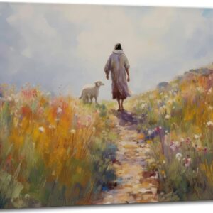 Jesus And Lamb Canvas Wall Art Christian Jesus God Savior Wall Decor Pictures Parable The Lost Sheep Religious Scripture Posters Art Prints for Living Room Bedroom Church Scene Home Decoration