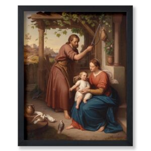 Monem Art Vintage Holy Family Poster - Christian Print - Jesus Christ Art - Mary Art - Joseph Art - Gift for Men, Women - Religious Wall Decor for Bedroom or Living Room - 8x10 UNFRAMED Wall Art