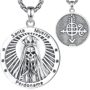 AEONSLOVE 925 Sterling Silver Lilith/Santa Muerte/Mushroom/Pentagram/Raven/Hecate/Italian Horn/Dragon and Phoenix Necklace Witchy Jewelry Gifts
