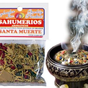 1 PC HOLY Death-Santa Muerte Herbal Incense Mix SAHUMERIO ESPIRITUAL DE HIERBAS to Burn Over Charcoal