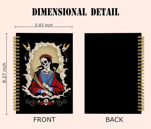 Knibeo Gothic Santa Muerte Day Of The Dead Grim Reaper Art Lined Hardcover Spiral Notebook Journal 5.5×8.3 Inch,College Ruled Notebook for Work Notes Journaling,Gothic Gifts,Halloween Gifts - Image 5