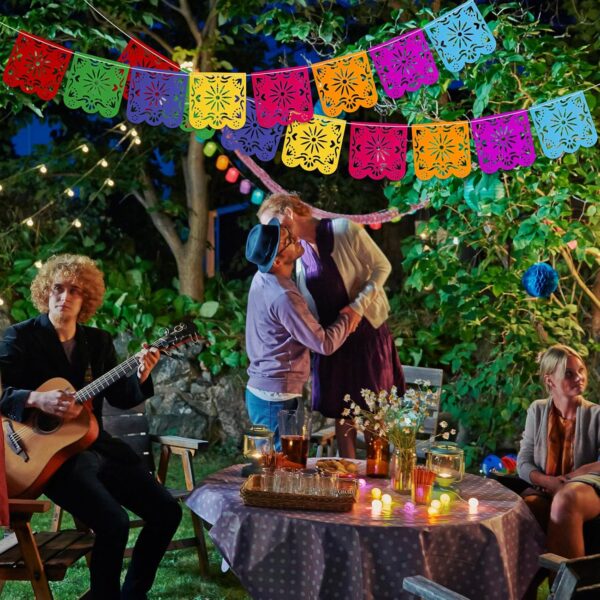 2 Pieces Mexican Party Decorations Banners, Felt Colorful Day of the Dead Papel Picado Banner, Fiesta Birthday Baby Shower Party Decorations, Dia De Los Muertos Garland, Cinco de Mayo Flags - Image 6