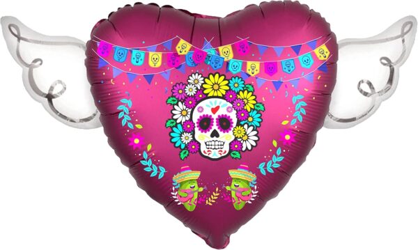 Halloween Day of the Dead Día de los Muertos Heavenly Balloons heart shaped with angel wings (Velvet)