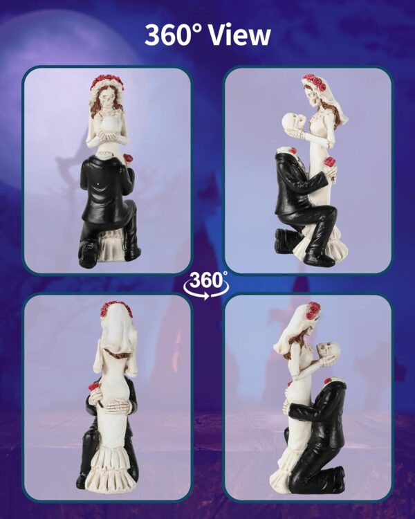 Skeleton Bride and Groom 6.4'' - Dia De Los Muertos Figurines Day of The Dead Decorations Till Death Do US Part Decor - Halloween Gothic Wedding Cake Topper Decor (Skeleton Couple) - Image 6