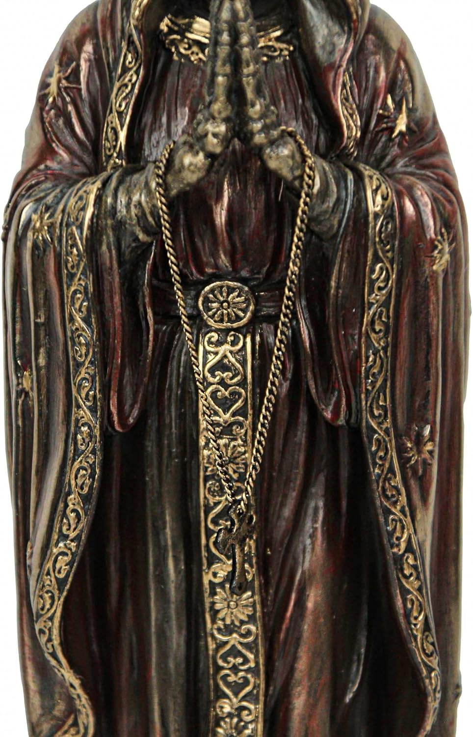 Veronese Design 7.5" Santa Muerte Rosario Prayer Resin Sculpture Antique Bronze Finish - Image 3