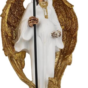 Cannan Pregnant Holy Death 12" Money Base Grim Reaper White Tunic Resin Figure Santa Muerte Embarazada Encarnada