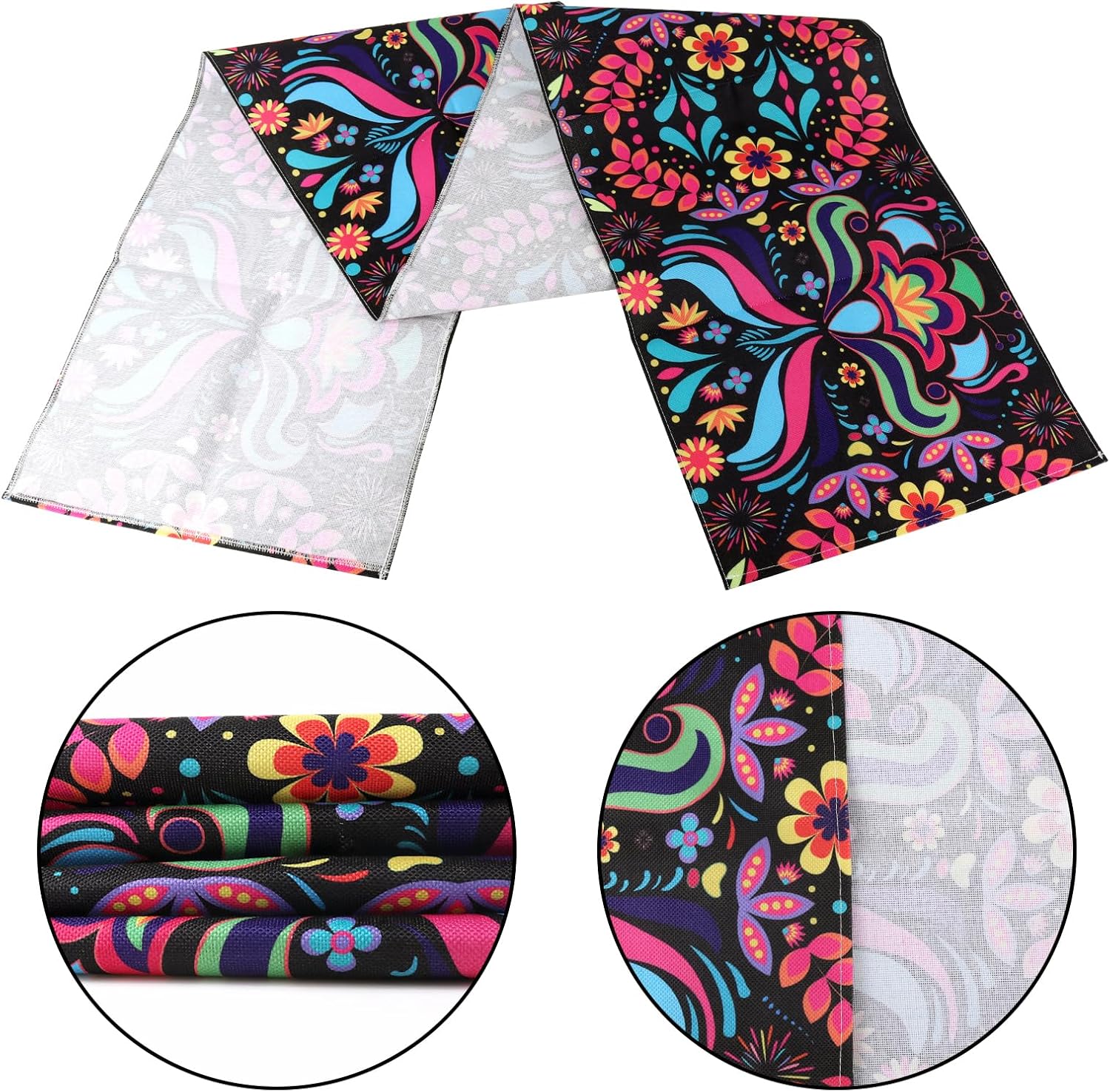 14 x 72 Inch Day of The Dead Table Runner, Mexican Cinco De Mayo Dinner Tablecloth for Dia De Los Muertos Holiday Party, Day of The Dead Home Kitchen Dining Indoor Outdoor Decorations - Image 7