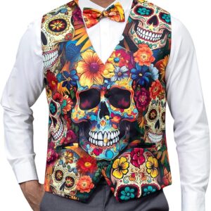 LINOCOUTON Men's Festival Suit Vest with Bow Tie
