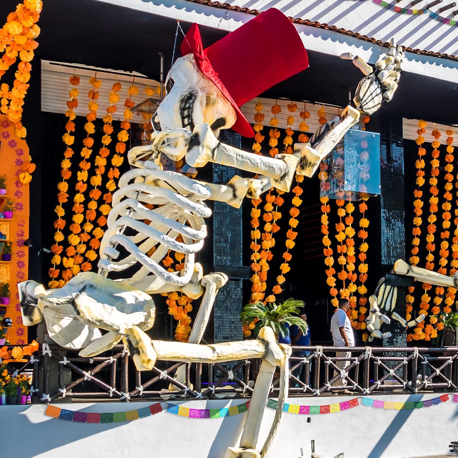 7 Pack Papel Picado Banner Mexican Party Fiesta Flag Cinco De Mayo Theme Party Decorations Day of The Dead Felt Garland Dia De Los Muertos Decor for Mexican Birthday Party Supplies, 68.6 ft Total - Image 7