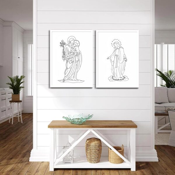 Blessed Virgin Joseph Our lady of Guadalupe Church God Catholic Wall Decor Baby Posters Canvas Wall Art Christian Line Minimalist pictures Religious Paintings Prints ModernArtwork Unframe8x10in. - Image 2