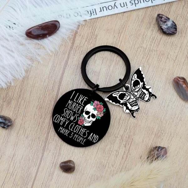Skull Keychain Witchy Gifts For Women Spooky Keychain Gothic Stainless Steel Keyring Trick Or Treat Gifts - Image 2