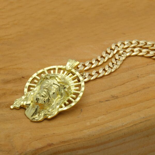 L & L Nation 14k Gold Plated on Brass Hip Hop Jesus Thorn Pendant w/ 6mm 24" Cuban Chain - Image 4