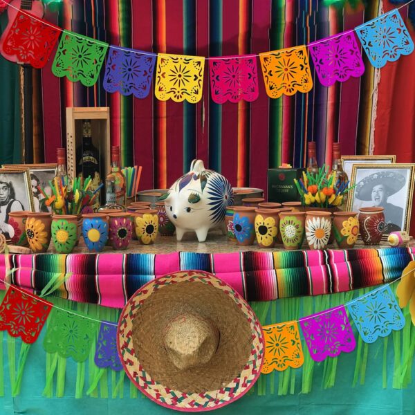 2 Pieces Mexican Party Decorations Banners, Felt Colorful Day of the Dead Papel Picado Banner, Fiesta Birthday Baby Shower Party Decorations, Dia De Los Muertos Garland, Cinco de Mayo Flags - Image 4