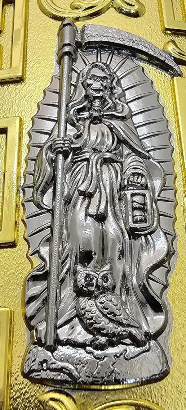 1911 Full-Size Metal Grips with Ambi Safety Cut - Santa Muerte Gold and Silver Design, Intricate Patterns, Fits 1911 Government/Commander Models - Image 7