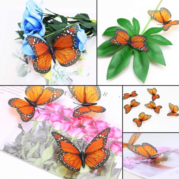 AQUEENLY Monarch Butterfly Decorations, 4.72'' Orange Premium Artificial Monarch Butterfly to Decorate for Craft, Home, Wall, Wedding, Party (12 Pcs) - Image 9