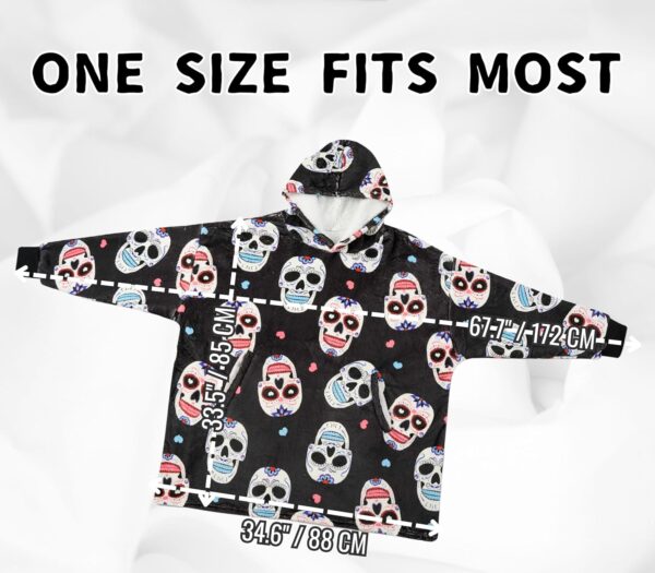 Sugar Skull Gifts for Women, Day of the Dead Gifts, Wearable Blanket Hoodies for Adults, Oversized Flannel Hooded Blanket, Gifts for Birthday, Christmas, and so on, One Size Fits All - Image 6