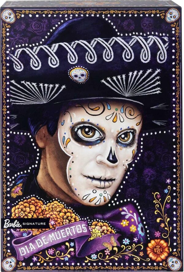 Barbie 2021 Dia De Muertos Ken Doll (12-in) Wearing Embroidered Shirt, Serape & Sombrero, with Calavera Face Paint, Gift for Collectors - Image 7