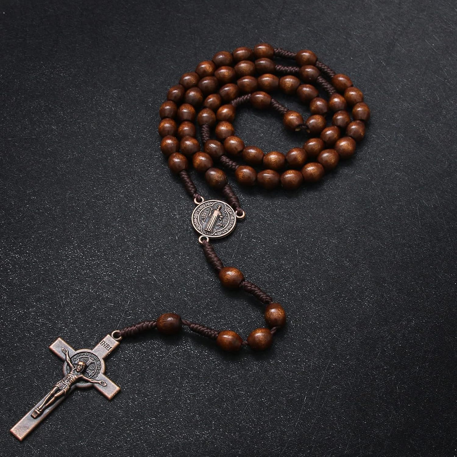 KOMI Handmade Wooden Catholic Rosaries, Rosary Beads Necklace From Bethlehem Wood Christian Prayer Holy Soil Medal & Metal Cross For Catholic Or Christian Gift - Image 5