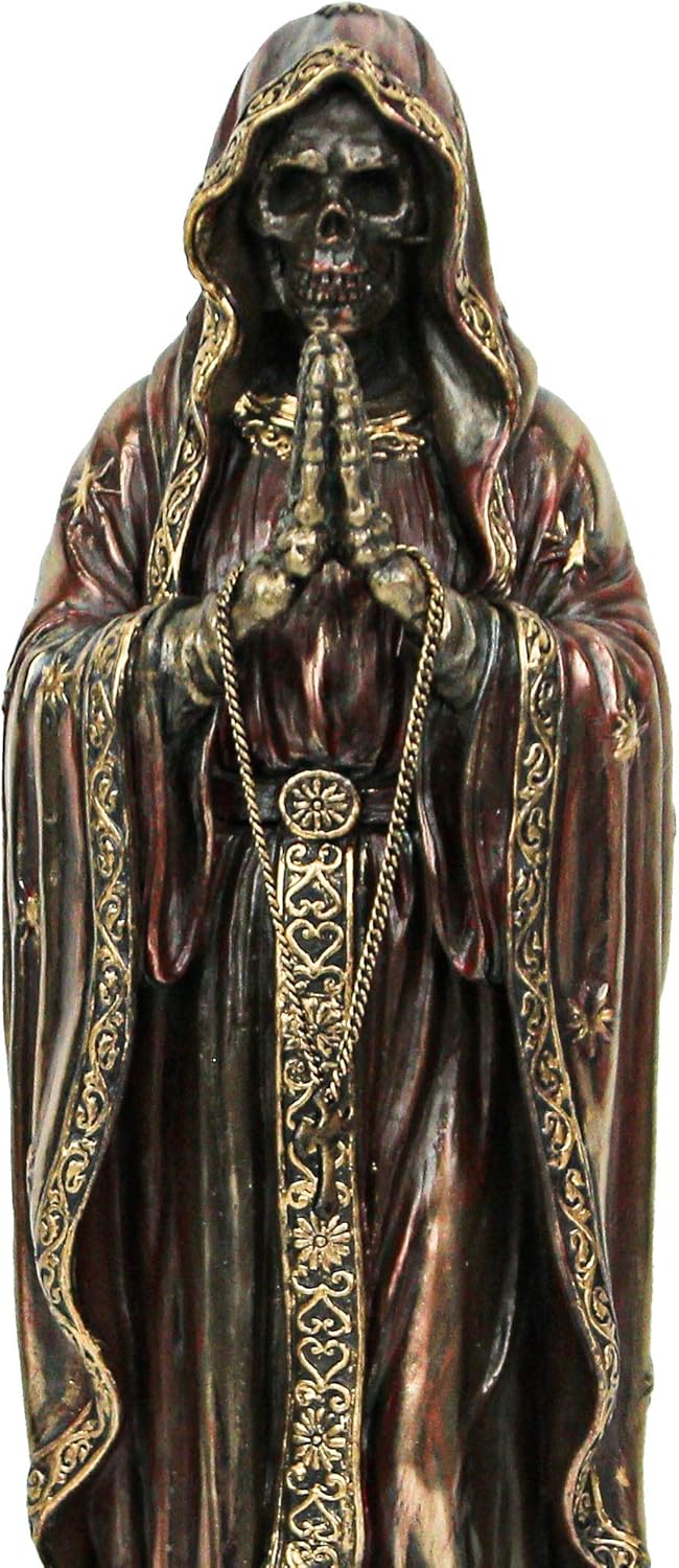 Veronese Design 7.5" Santa Muerte Rosario Prayer Resin Sculpture Antique Bronze Finish - Image 2